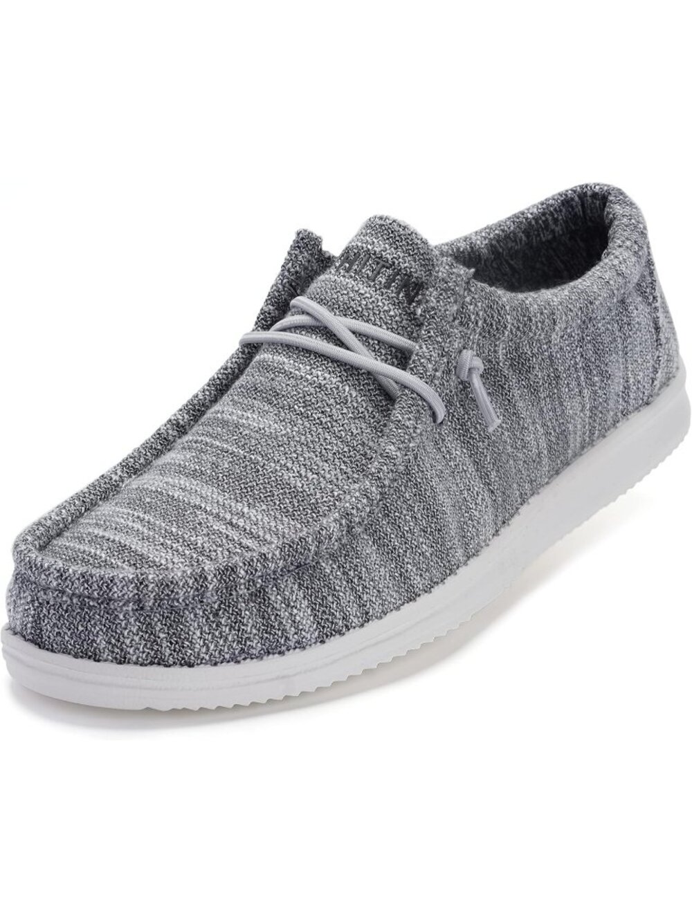 Whitin Men's Light Grey Moc Toe Breezy Stretch Knit Slip On Moccasin Loafers